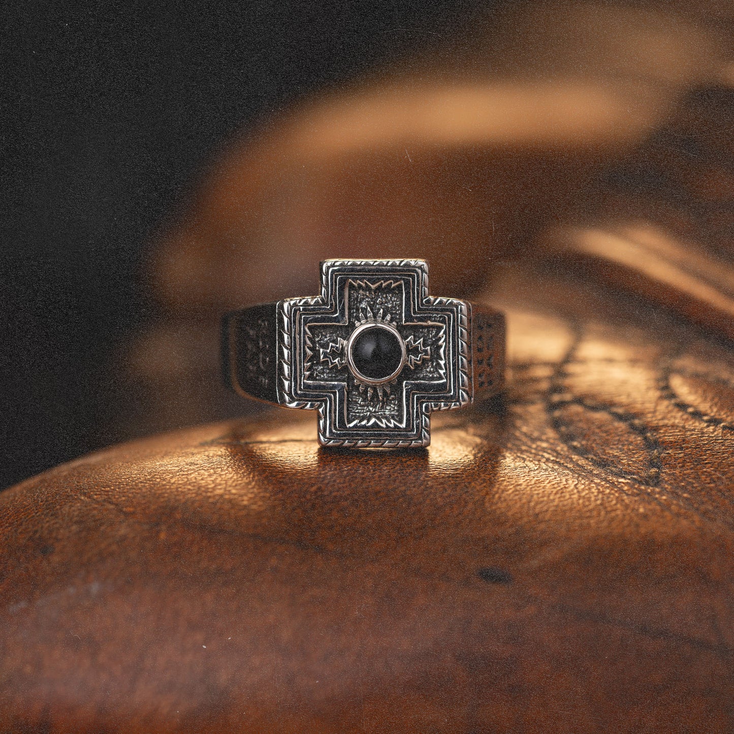Rodeo Diamond Cross Ranch Sterling Silver Ring with Cross signet Western inspired accessories for men