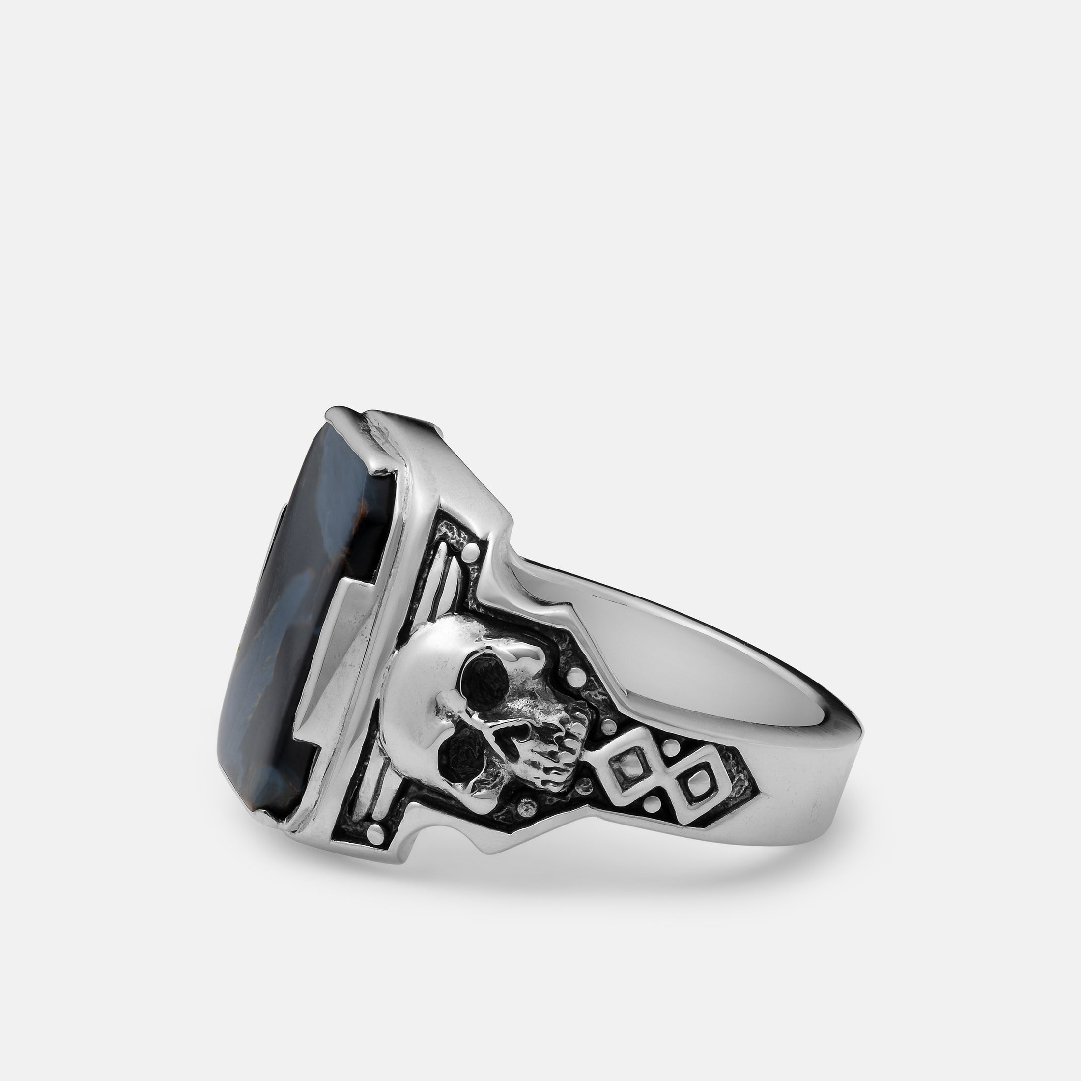 "Desperado x Blue Pietersite" Handcrafted Sterling Silver Men's Biker