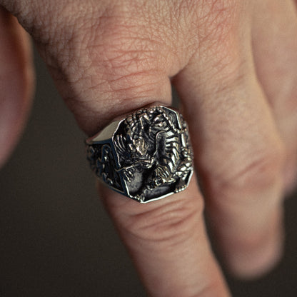 Divine Schism stainless steel ring - on figure