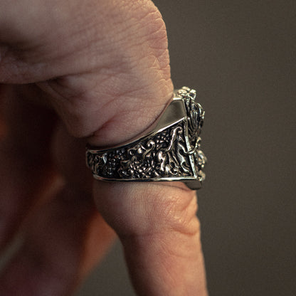 Divine Schism stainless steel ring - on figure
