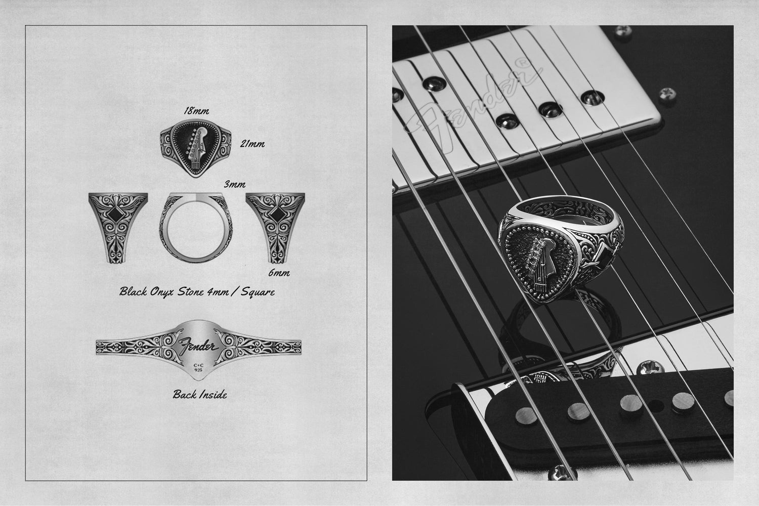 Fender Clocks and Colours Sterling Silver Ring Collaboration Limited Edition Behind The Scenes Design