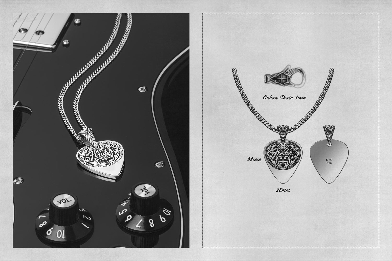 Fender Clocks and Colours Sterling Silver Pendant Collaboration Limited Edition Behind the Scenes Design