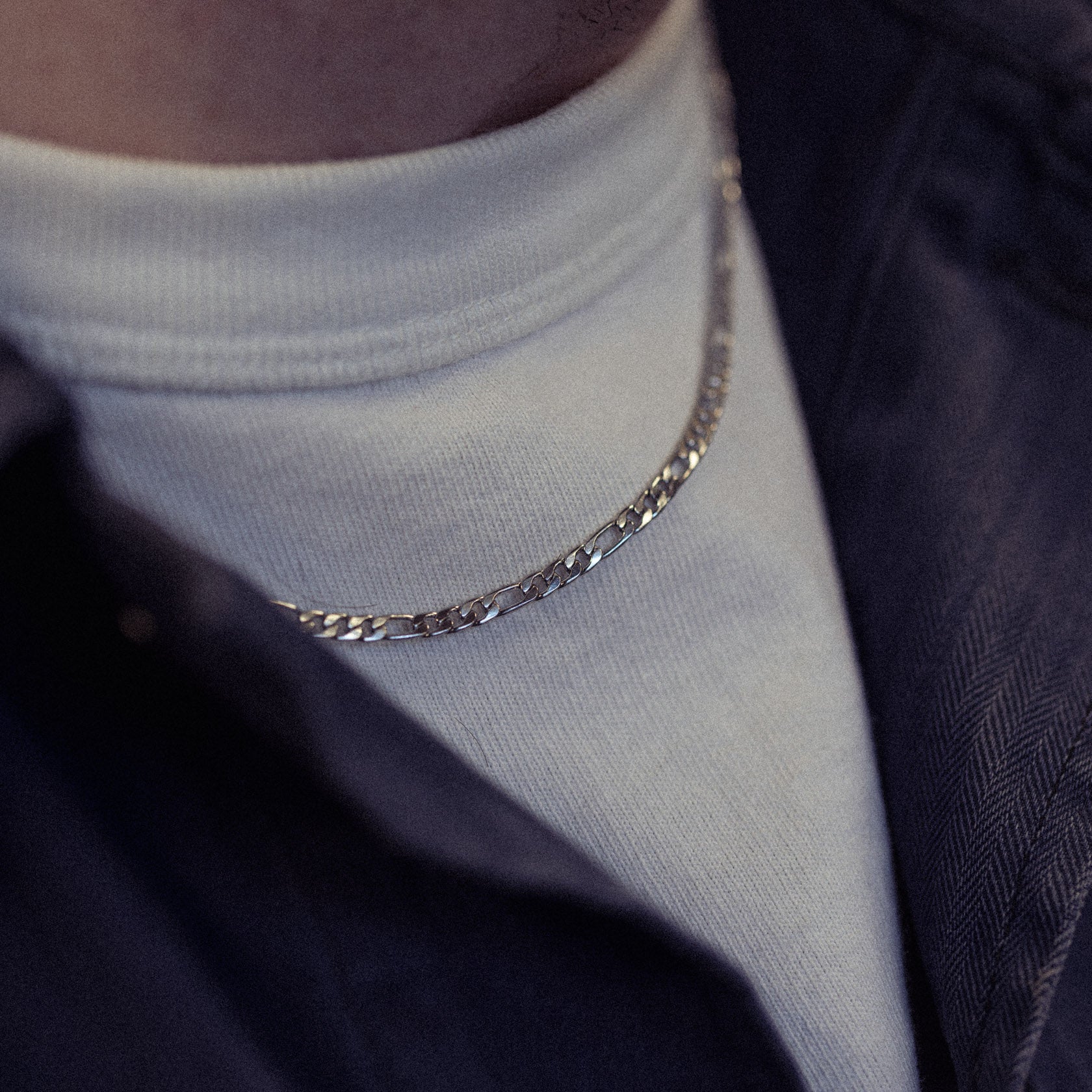 Stainless steel figaro chain necklace for men