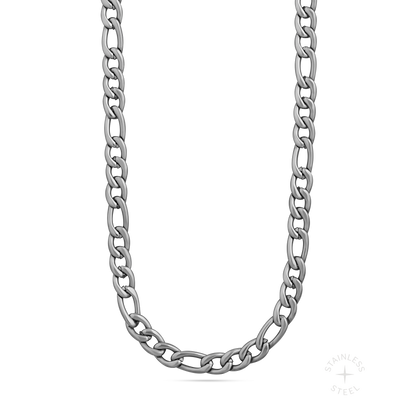 polished stainless steel figaro chain necklace