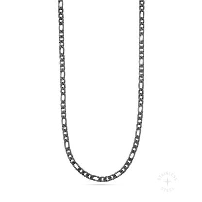 Stainless steel antiqued patina finish figaro chain necklace