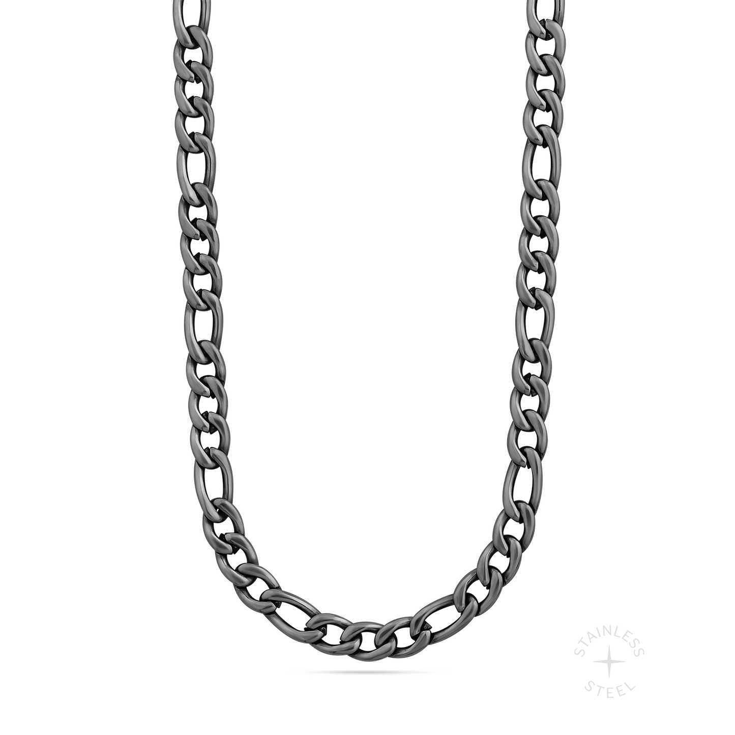 antiqued patina dark stainless steel figaro chain necklace