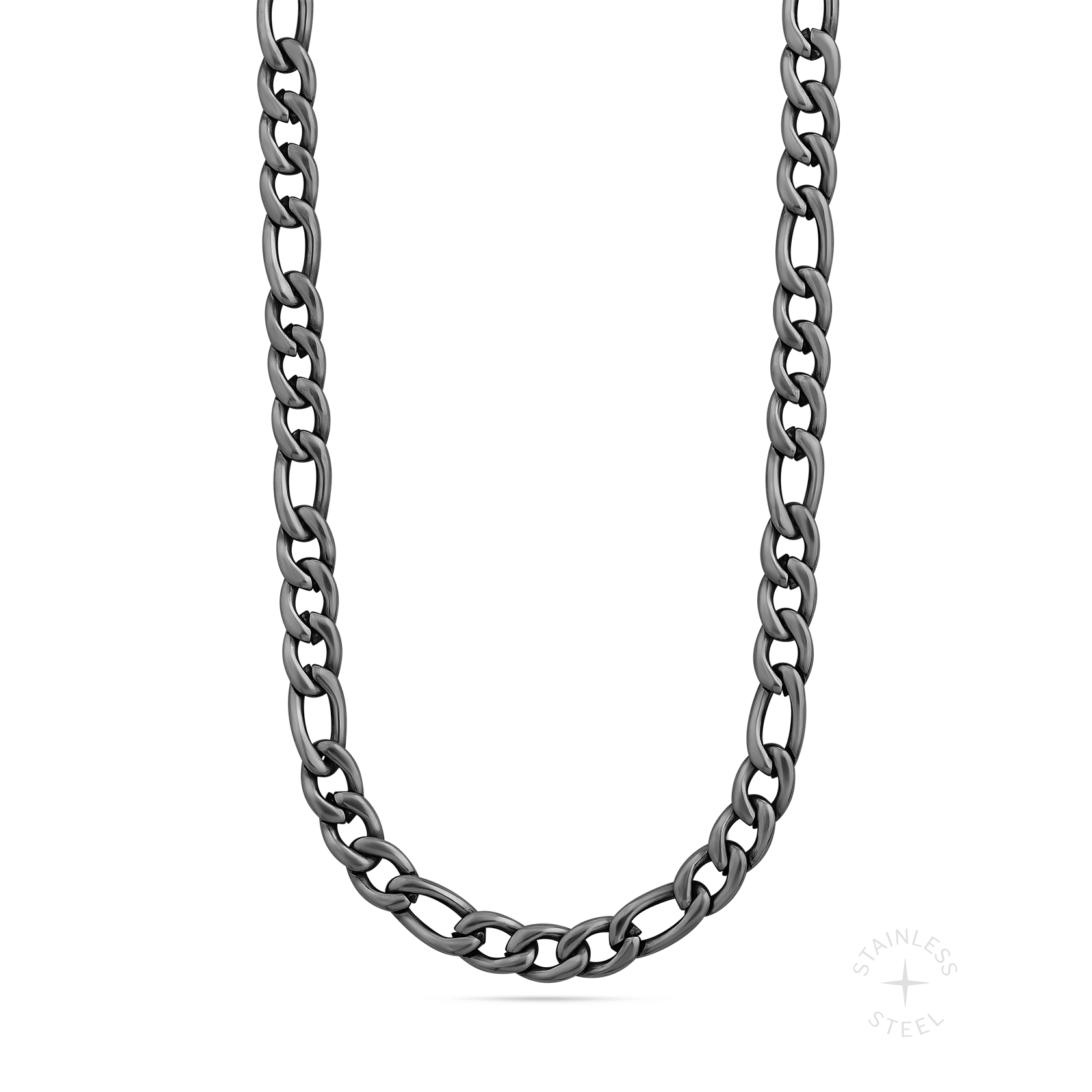 antiqued patina dark stainless steel figaro chain necklace
