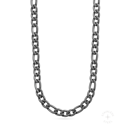 antiqued patina dark stainless steel figaro chain necklace