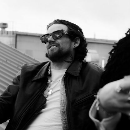 man wearing getaway black acetate sunglasses