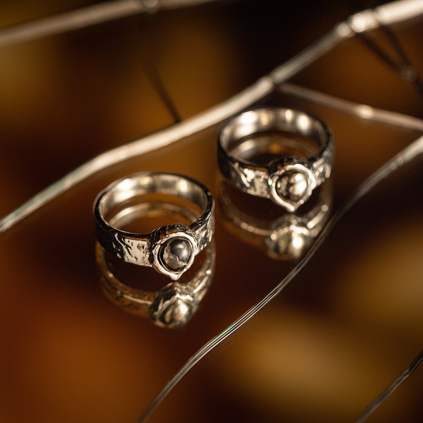 Underburn sterling silver and apache gold stone teardrop band ring