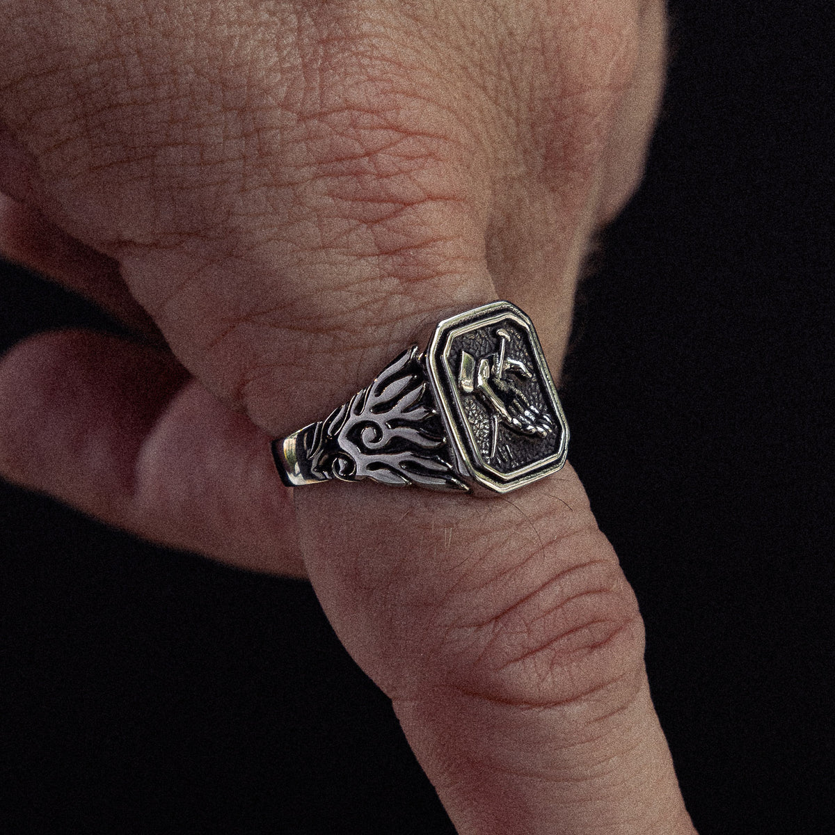 Hard Lessons stainless steel ring - on figure