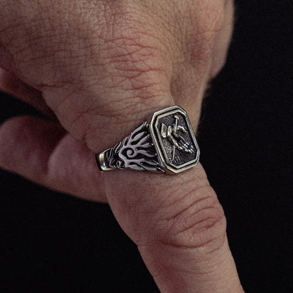 Hard Lessons stainless steel ring - on figure