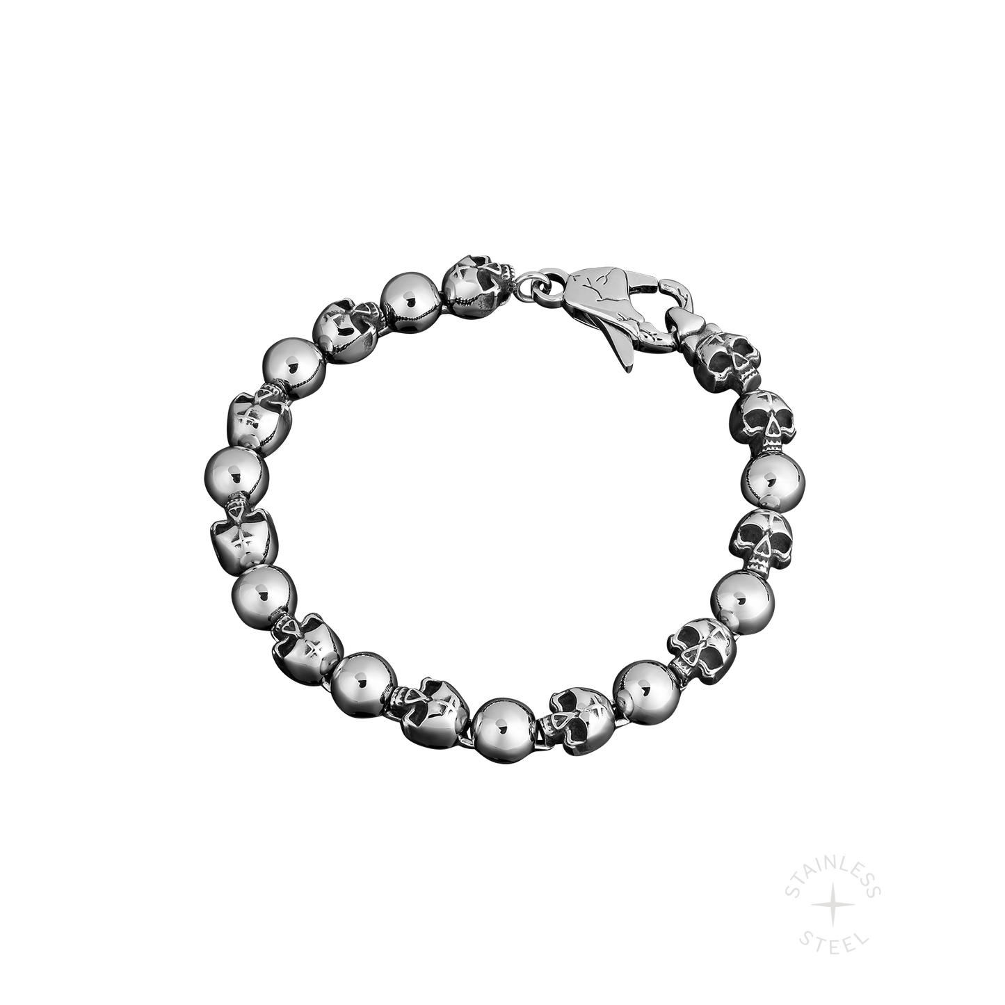 Headcase Stainless Steel beaded Skull bracelet