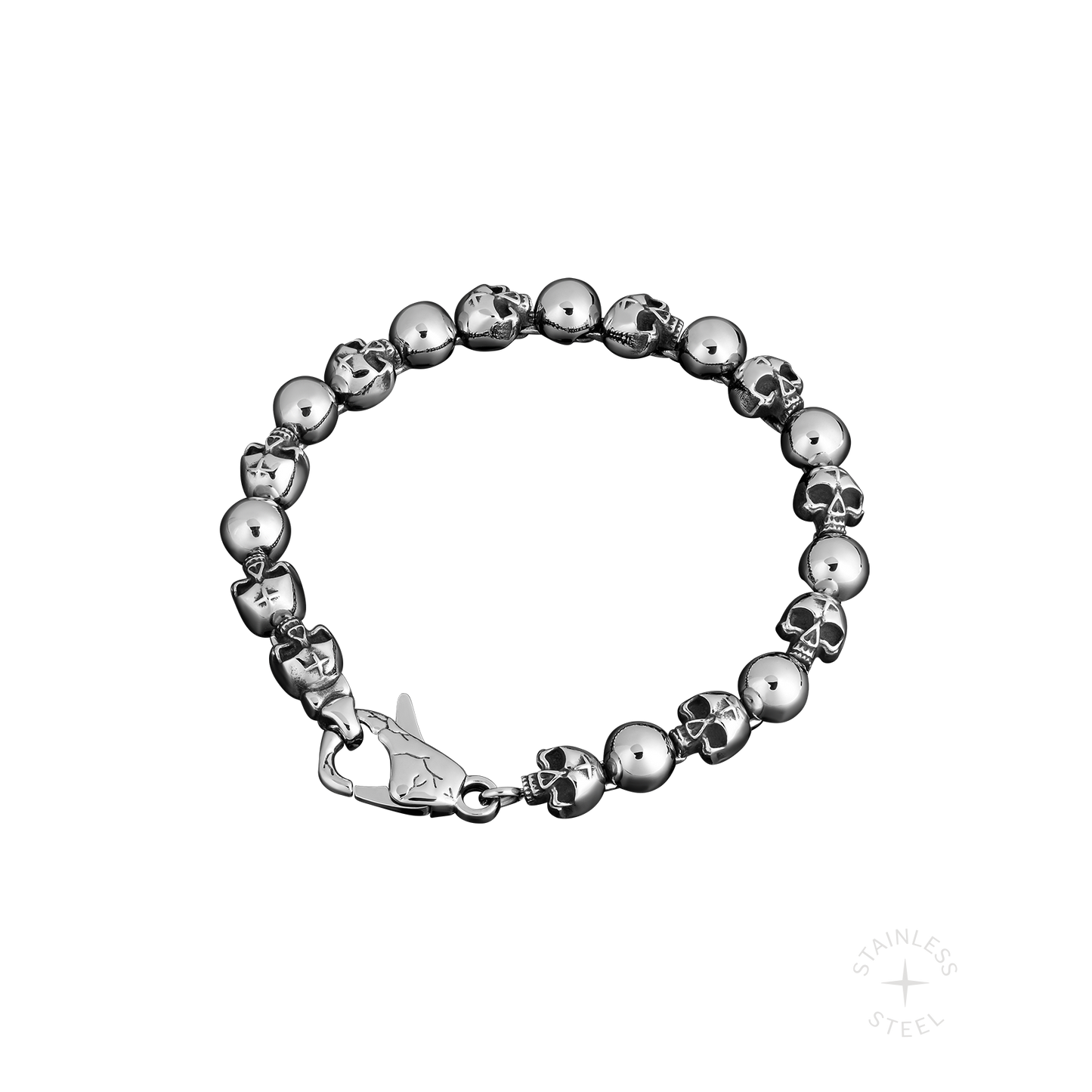Headcase Stainless Steel beaded Skull bracelet
