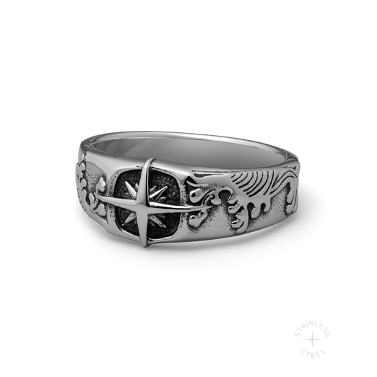 High Tide Stainless Steel nautical inspired band ring for men