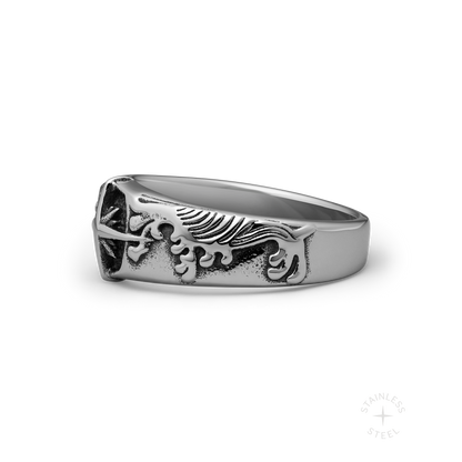 High Tide Stainless Steel nautical inspired band ring for men