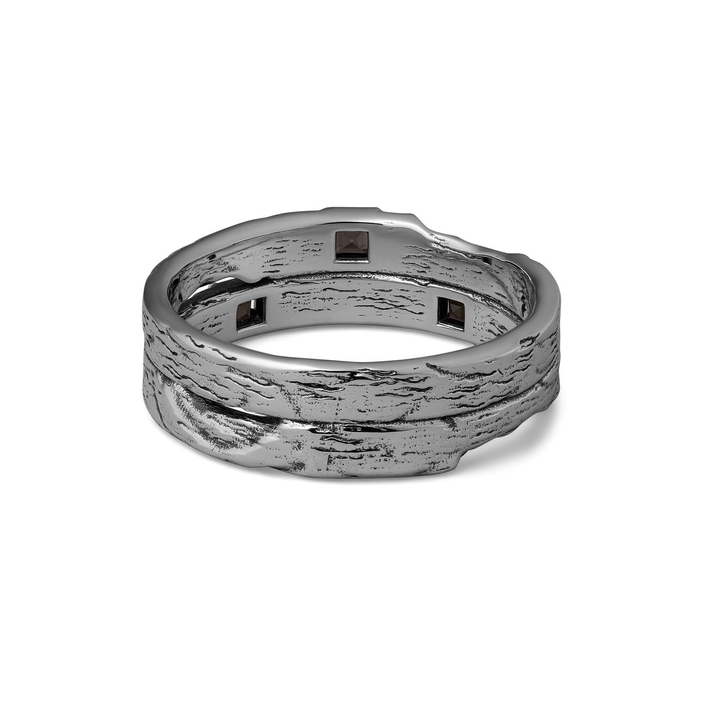 Sterling Silver and Smokey Quartz band ring for men