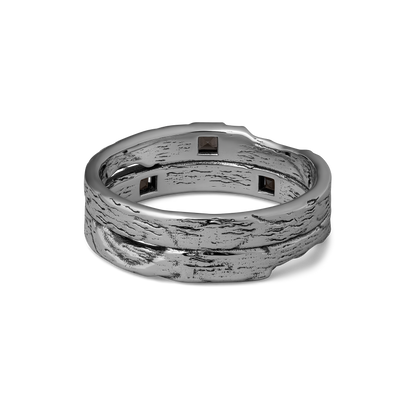 Sterling Silver and Smokey Quartz band ring for men