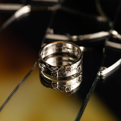 Sterling Silver and Smokey Quartz band ring for men