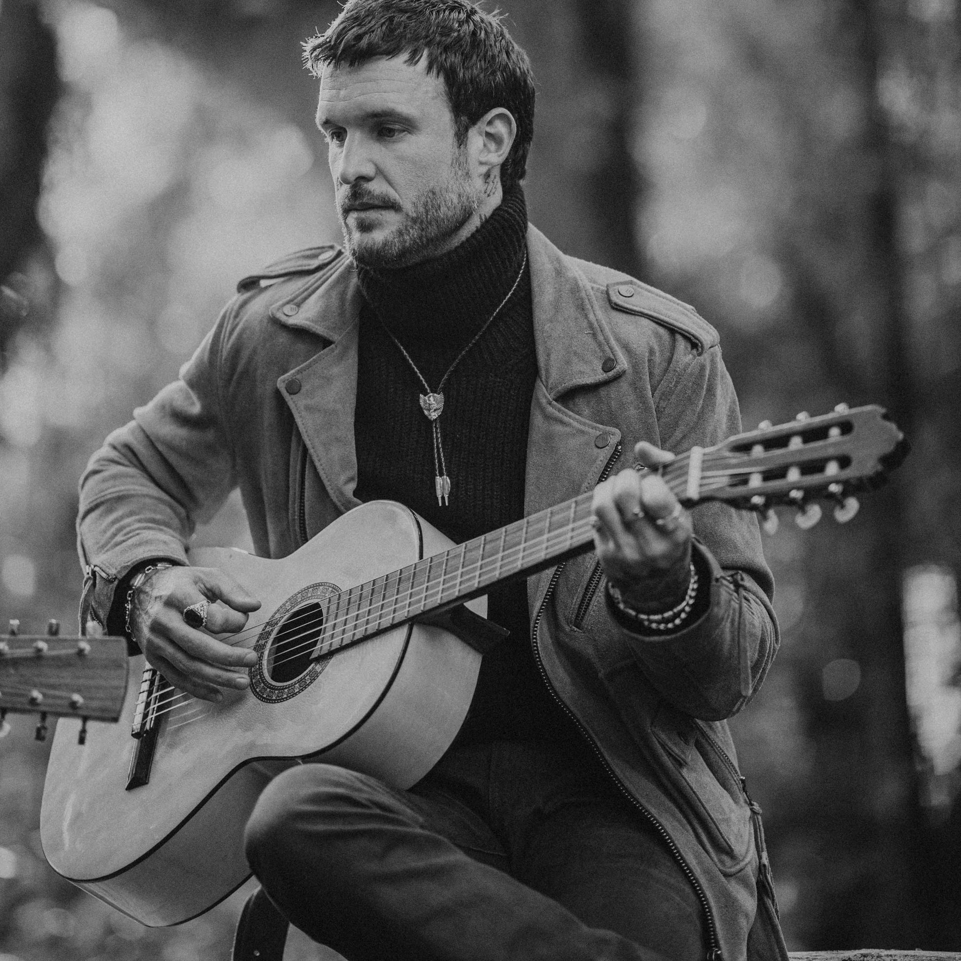 Raven Feather Sterling Silver and Italian Leather Bolo Tie with Raven Bird Wings