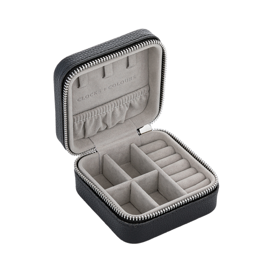 Black Leather Jewelry Travel Case