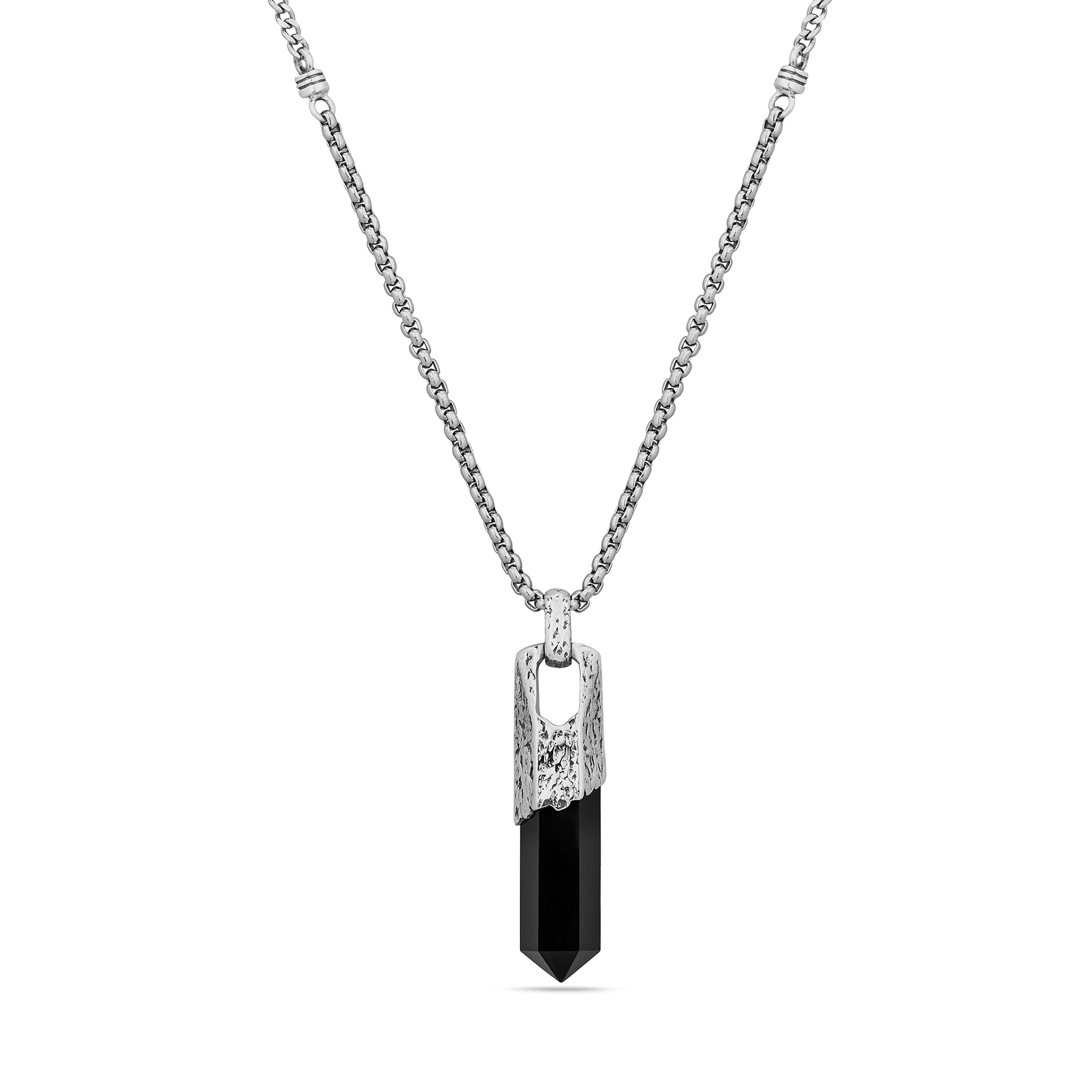 Sterling Silver and Black onyx pendant necklace for men