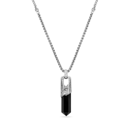 Sterling Silver and Black onyx pendant necklace for men