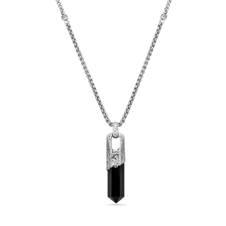 Mens Onyx Pendant in Sterling Silver – Clocks and Colours
