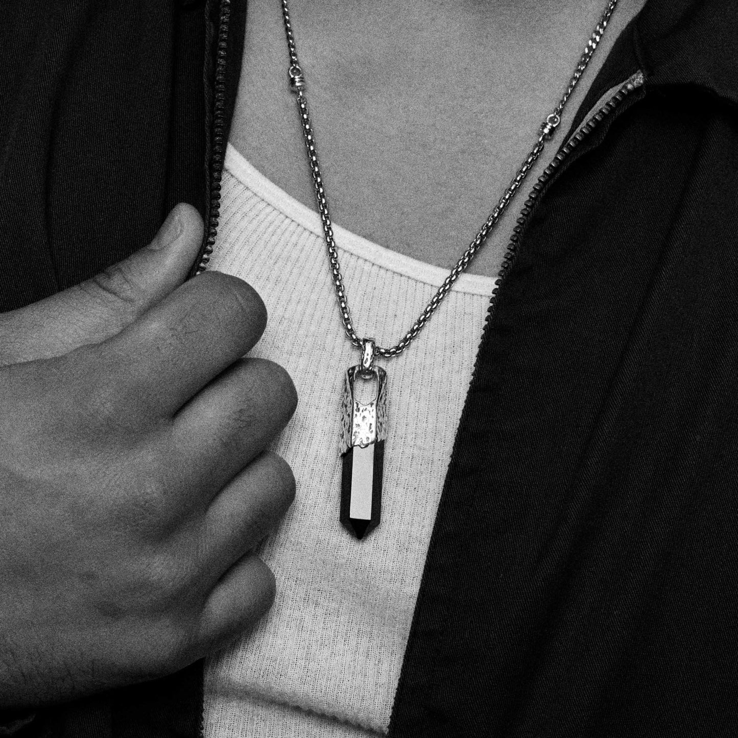 sterling silver and black onyx kalos gemstone pendant necklace for men