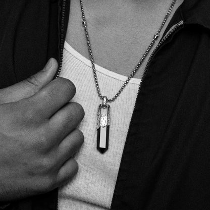 sterling silver and black onyx kalos gemstone pendant necklace for men