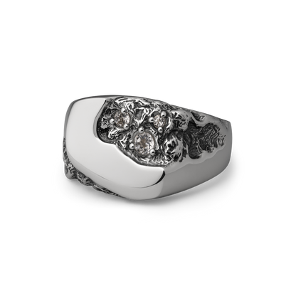 Meltdown Sterling Silver clear topaz natural texture geological formation ring 