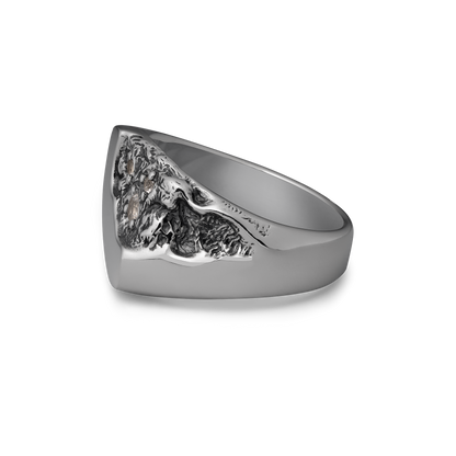 Meltdown Sterling Silver clear topaz natural texture geological formation ring 