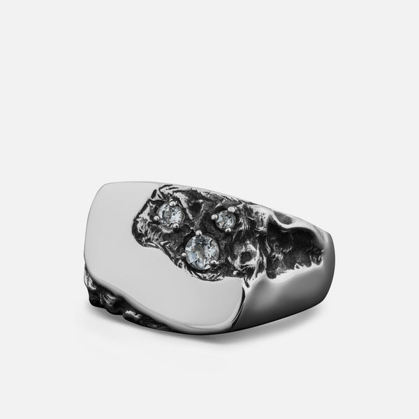 "Meltdown" Handcrafted Sterling Silver Men's Biker Ring Clocks and