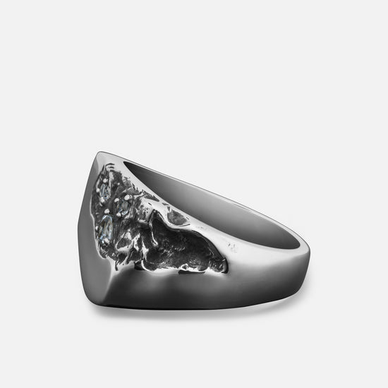 "Meltdown" Handcrafted Sterling Silver Men's Biker Ring Clocks and