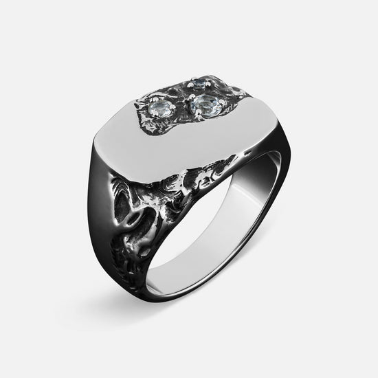 "Meltdown" Handcrafted Sterling Silver Men's Biker Ring Clocks and