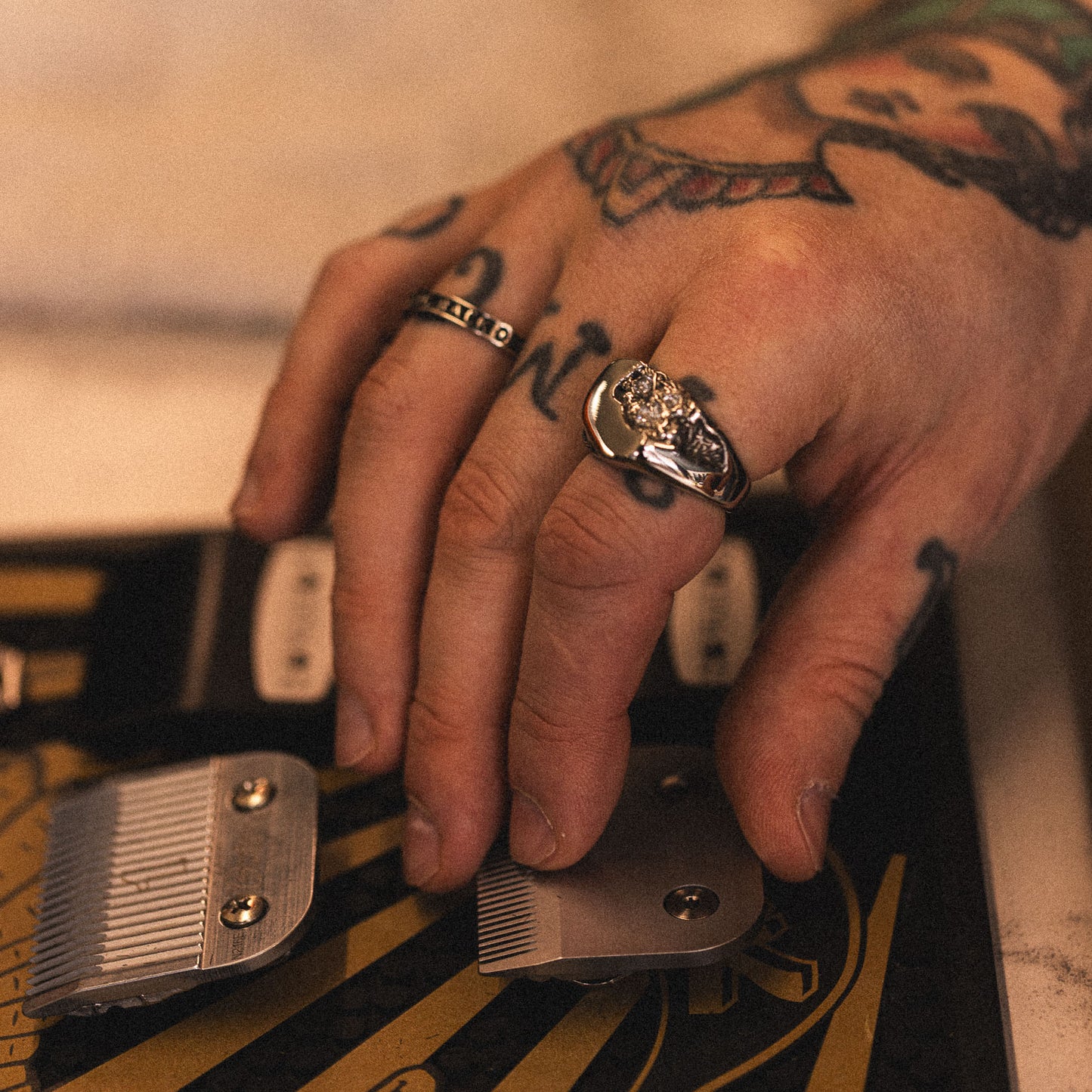 stainless steel meltdown asymmetrical signet ring for men