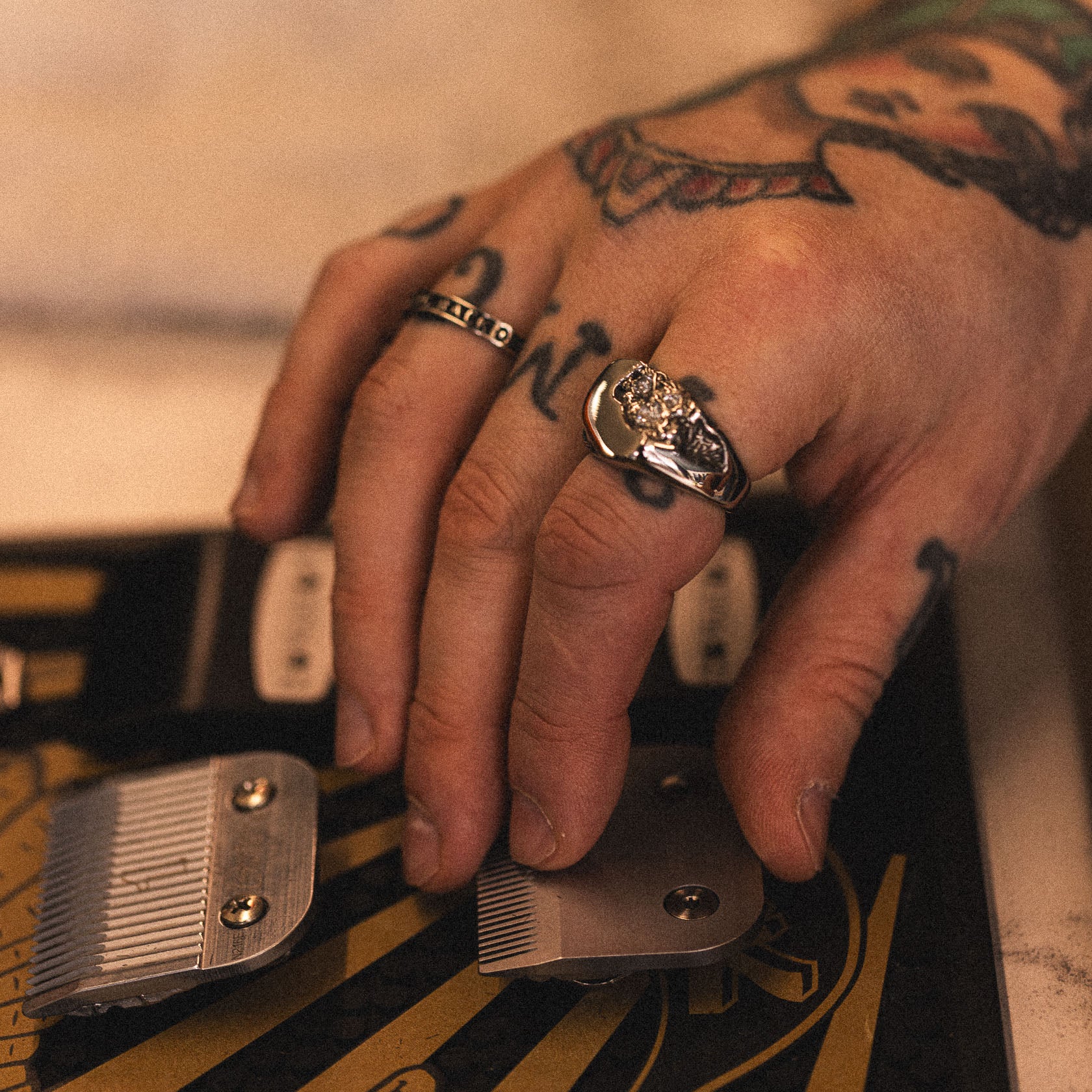 stainless steel meltdown asymmetrical signet ring for men