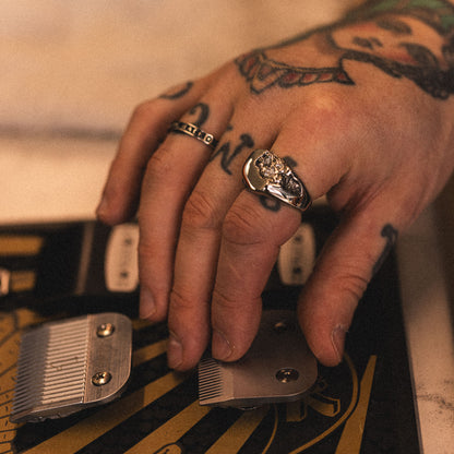 stainless steel meltdown asymmetrical signet ring for men