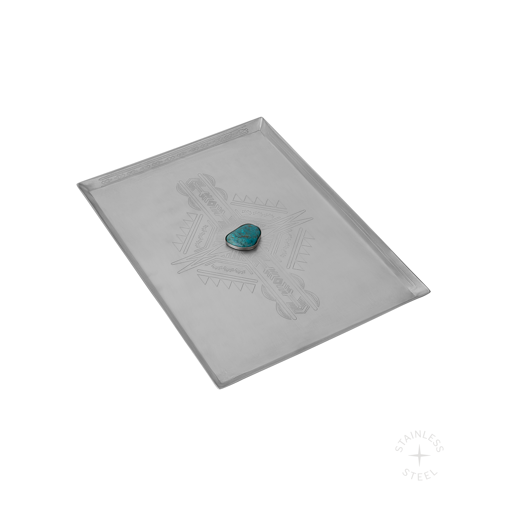 Mesa Stainless Steel Turquoise Engraved Jewelry Tray
