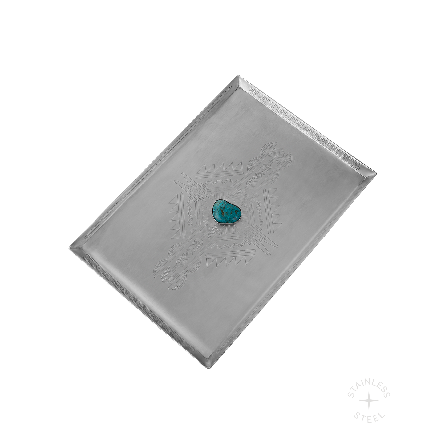 Mesa Stainless Steel Turquoise Engraved Jewelry Tray
