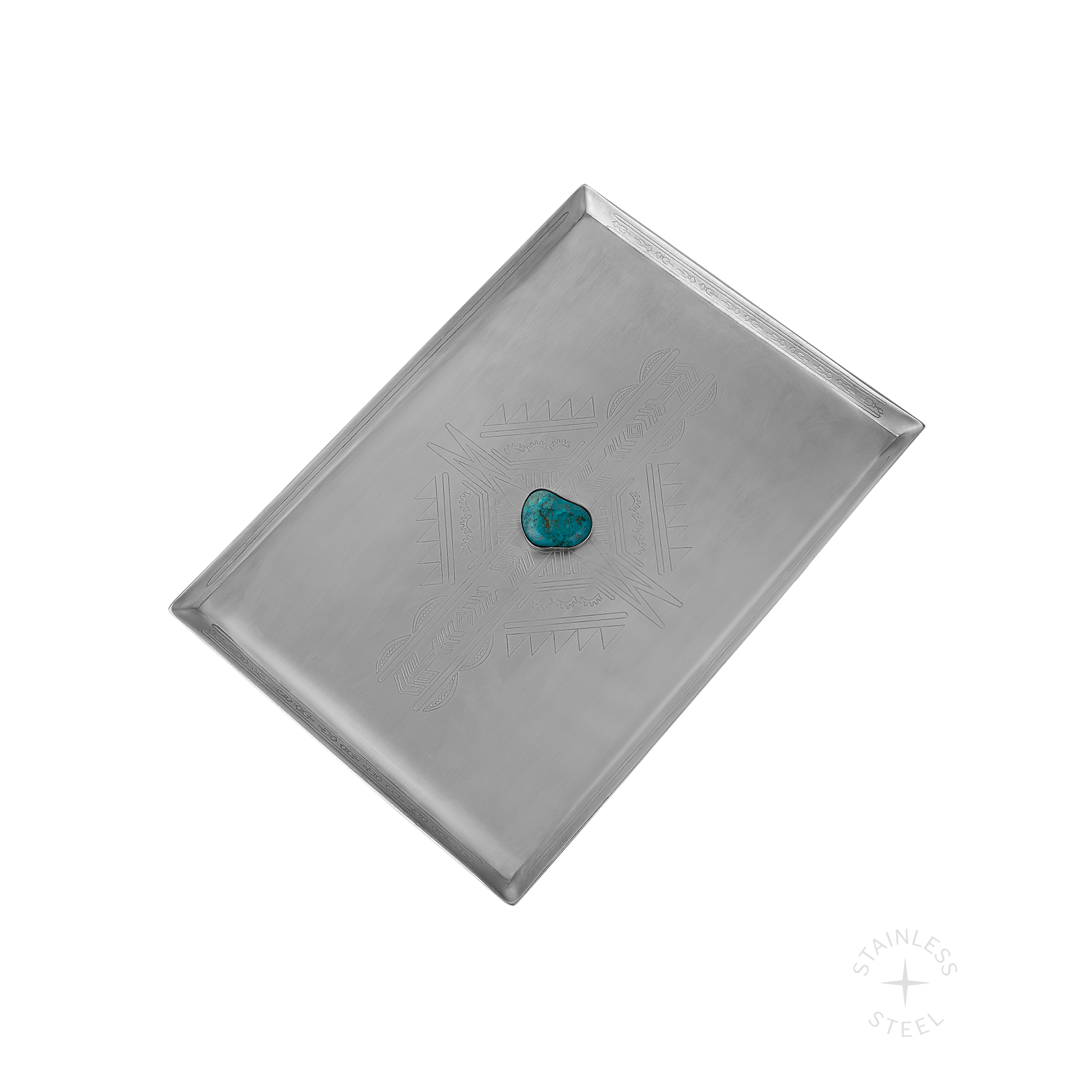 Mesa Stainless Steel Turquoise Engraved Jewelry Tray