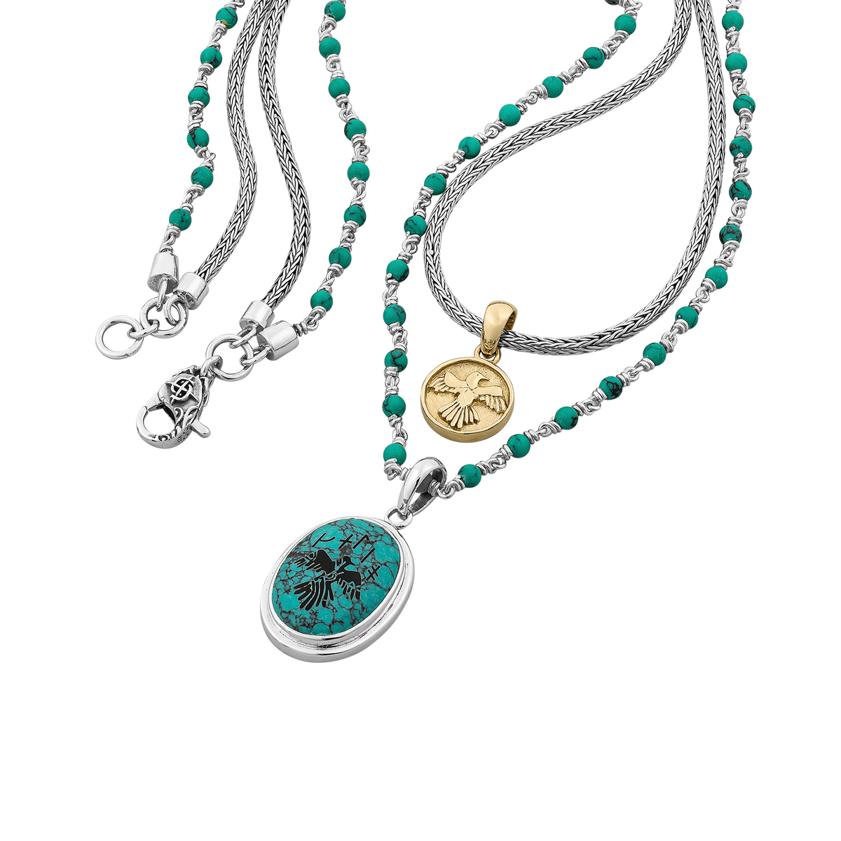 Julius Necklace with Turquoise and Snake Chain – Clocks and Colours Julius Necklace with Turquoise and Snake Chain – Clocks and Colours