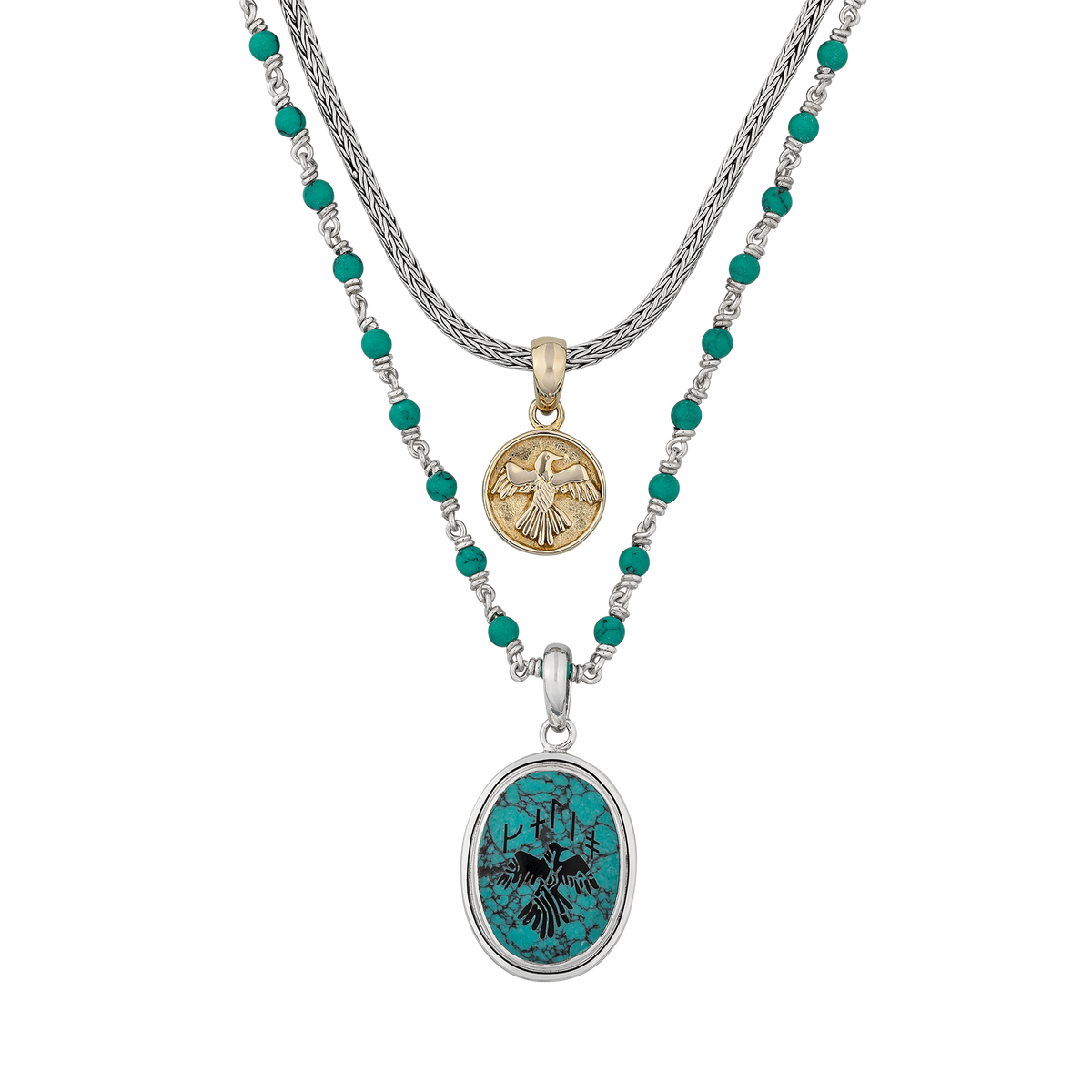 Julius Necklace with Turquoise and Snake Chain – Clocks and Colours Julius Necklace with Turquoise and Snake Chain – Clocks and Colours