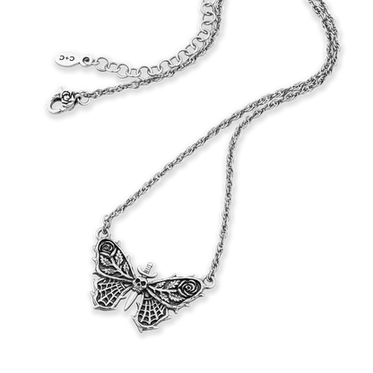 Omen Sterling Silver Moth Pendant Necklace for Women