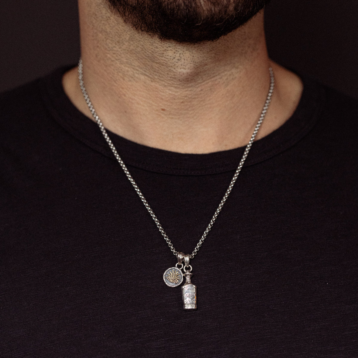 Perla Tapatia sterling silver and brass necklace - on figure