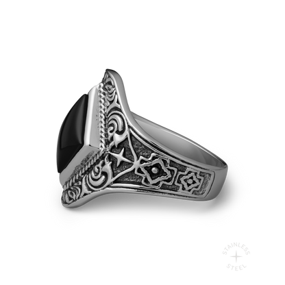 Prophecy x JJ Julius Son stainless steel and onyx ring - off figure
