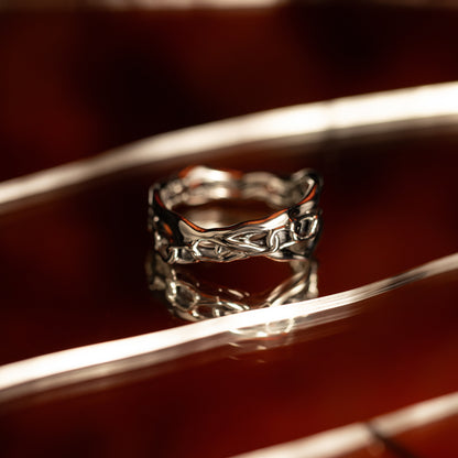 Cage the storm handcrafted sterling silver band ring for men