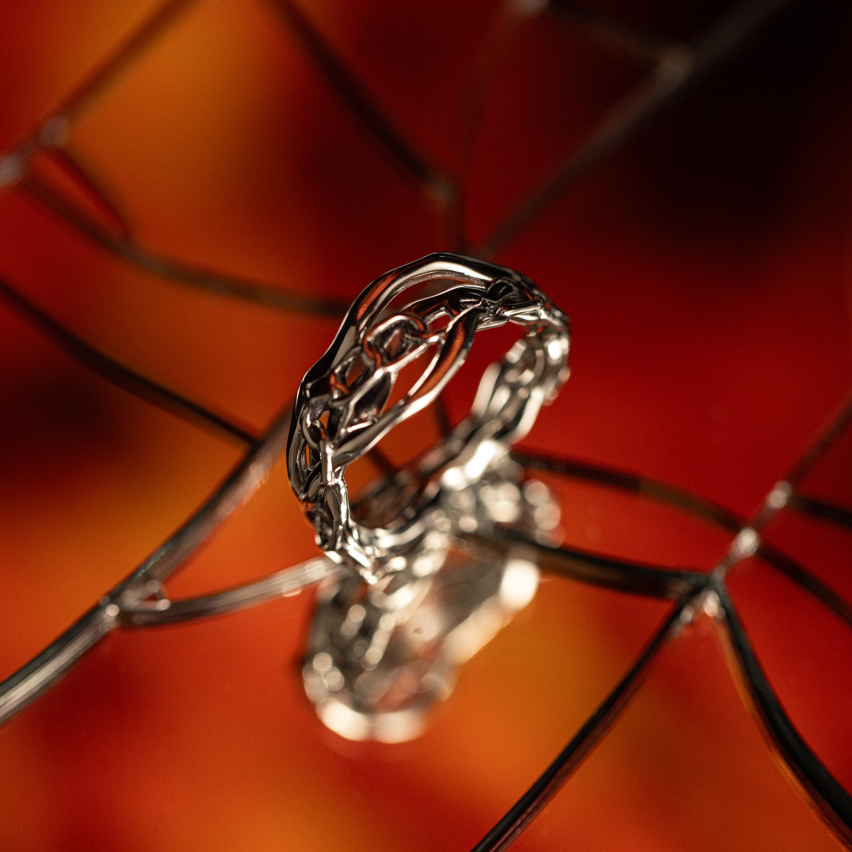 Cage the storm handcrafted sterling silver band ring for men
