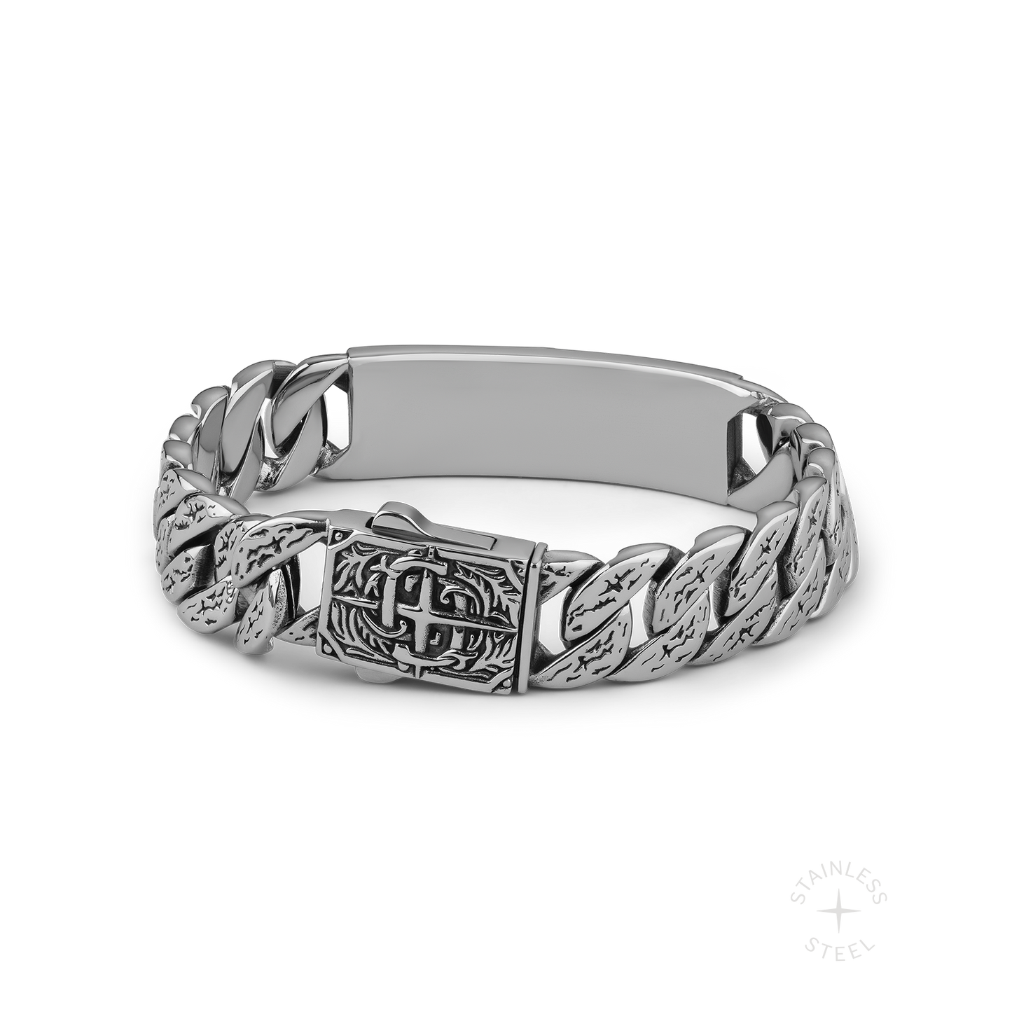 stainless steel black onyx stone chunky cuban link bracelet for men