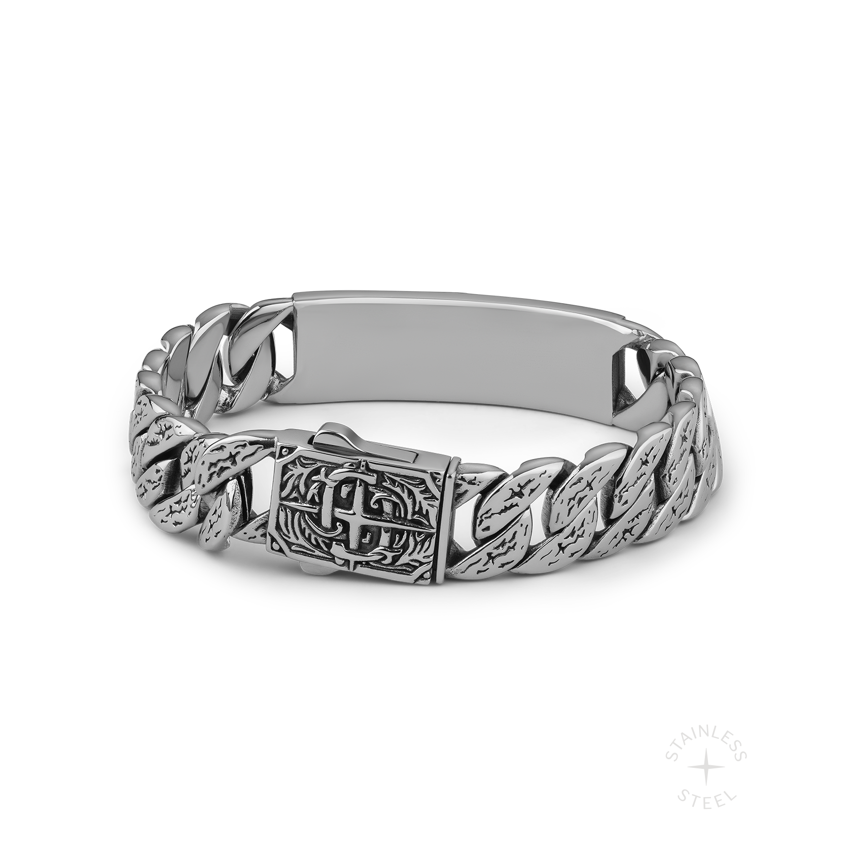 stainless steel black onyx stone chunky cuban link bracelet for men